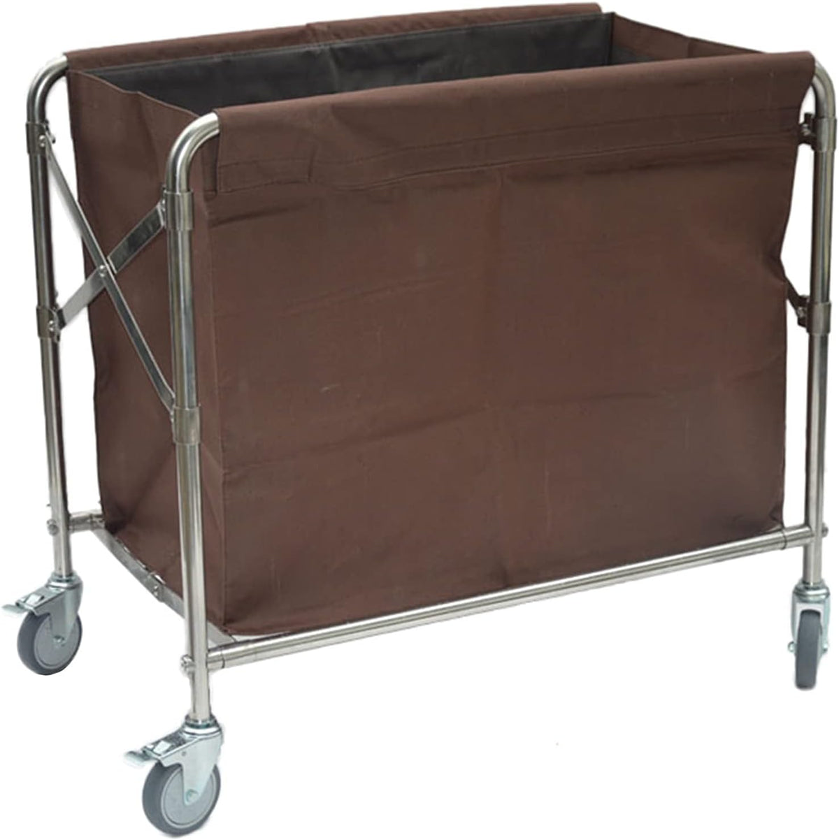Decouvrez ce chariot a linge a structure metallique en coloris marron op5365840
